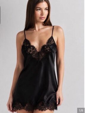 Skims Silk Lace Mini Slip Dress